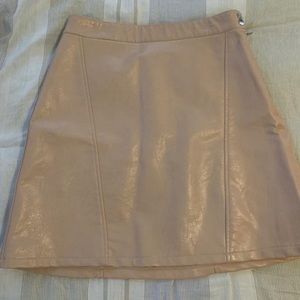 Pink faux leather skirt